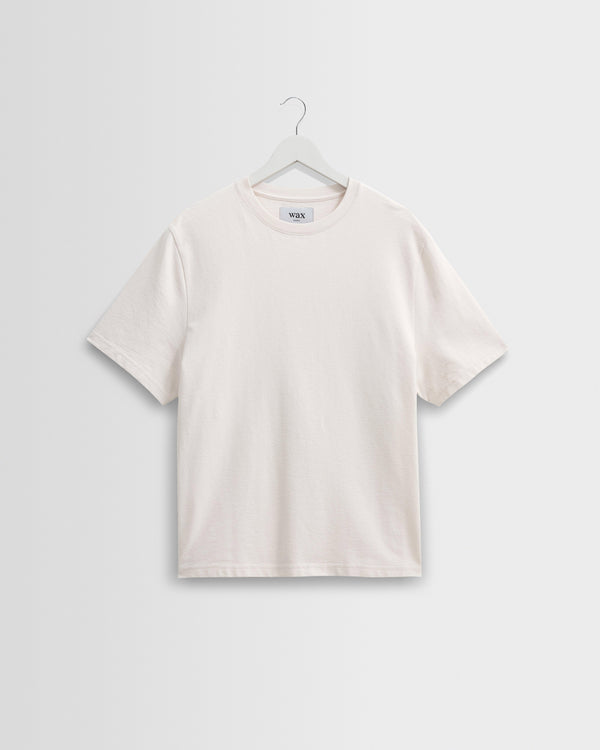 wax london men's Dean - Ecru Textured Organic Cotton T-Shirt