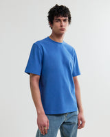 wax london men's Dean - French Blue Textured Organic Cotton T-Shirt