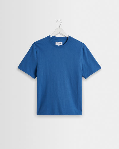 Dean - French Blue Textured Organic Cotton T-Shirt