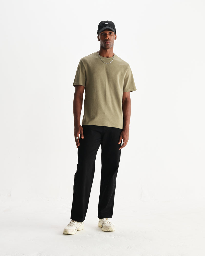 wax london men's Dean - Green Textured Organic Cotton T-Shirt