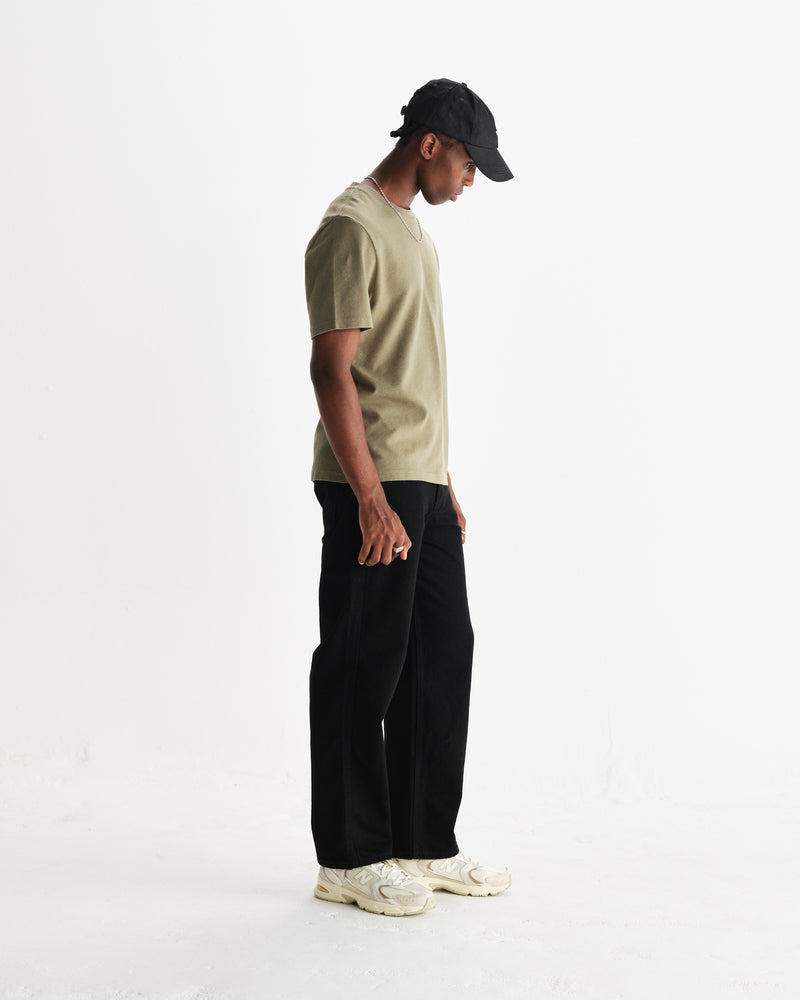 wax london men's Dean - Green Textured Organic Cotton T-Shirt