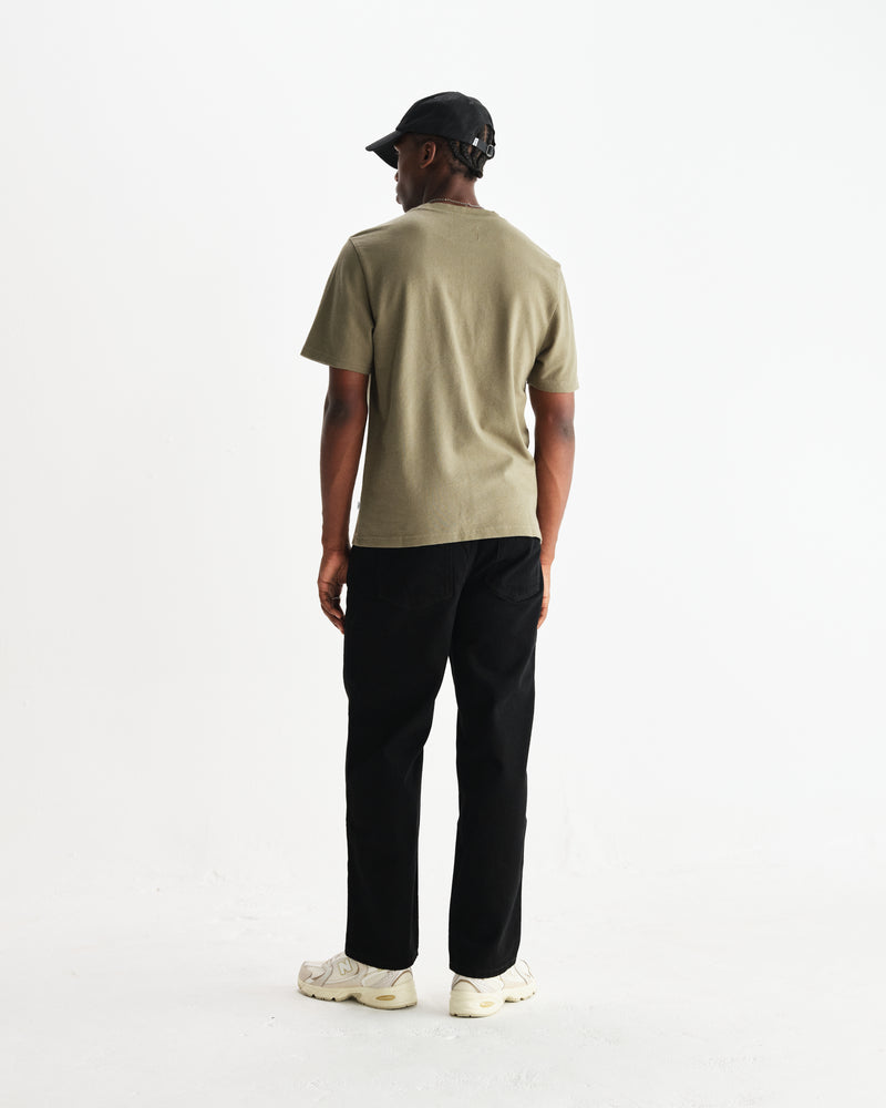 wax london men's Dean - Green Textured Organic Cotton T-Shirt