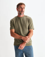 wax london men's Dean - Green Textured Organic Cotton T-Shirt
