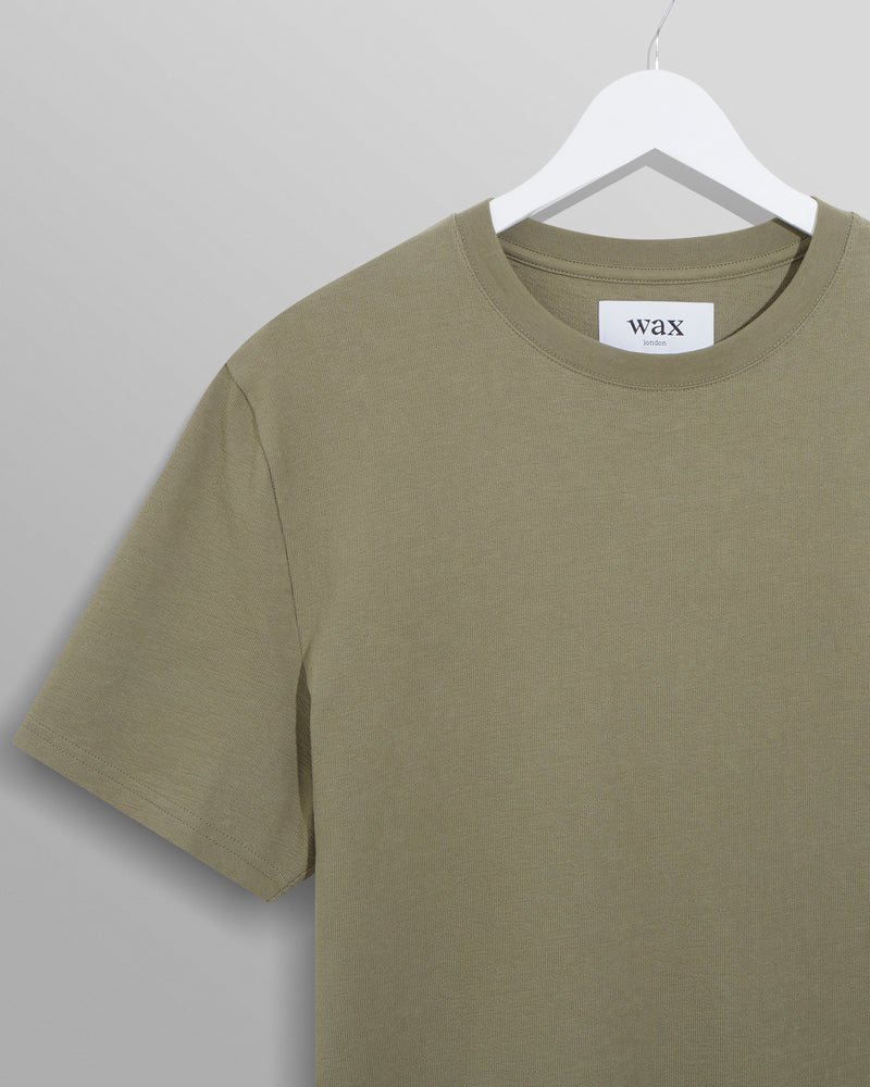 wax london men's Dean - Green Textured Organic Cotton T-Shirt