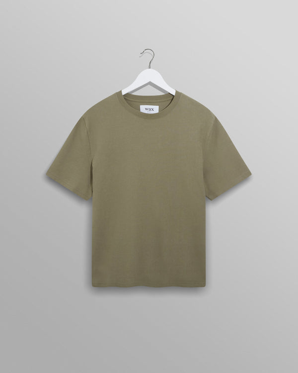 wax london men's Dean - Green Textured Organic Cotton T-Shirt
