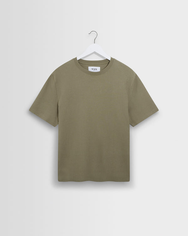 wax london men's Dean - Green Textured Organic Cotton T-Shirt