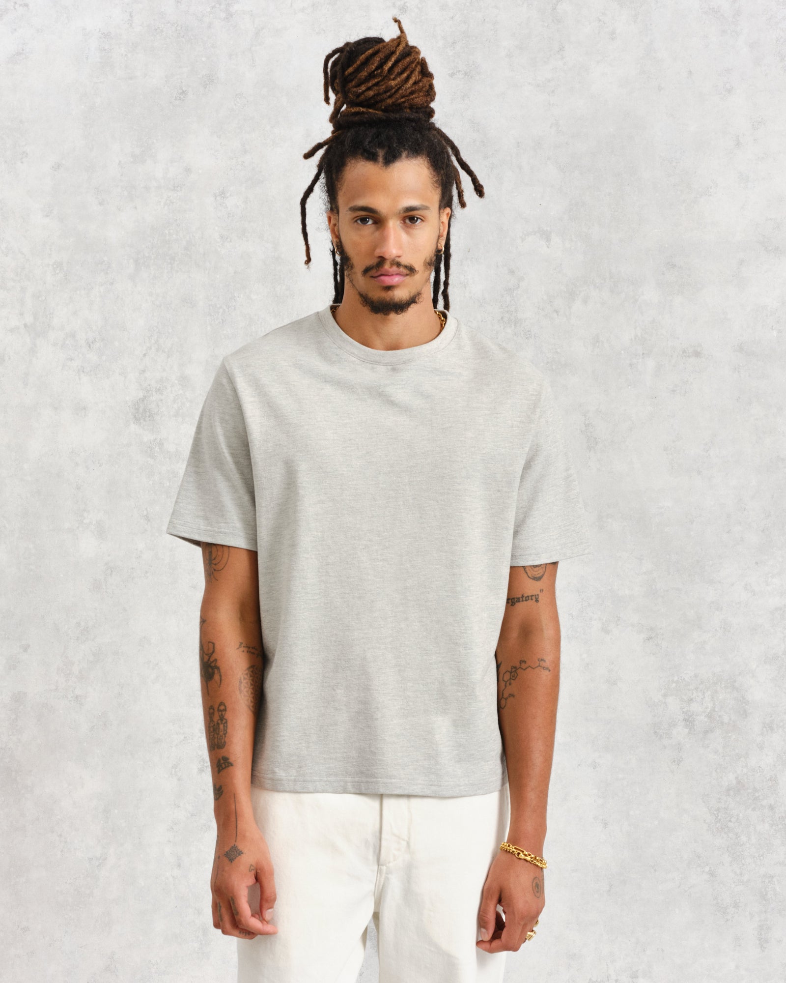 Men's Grey Marl Textured Organic Cotton T-Shirt | Wax London