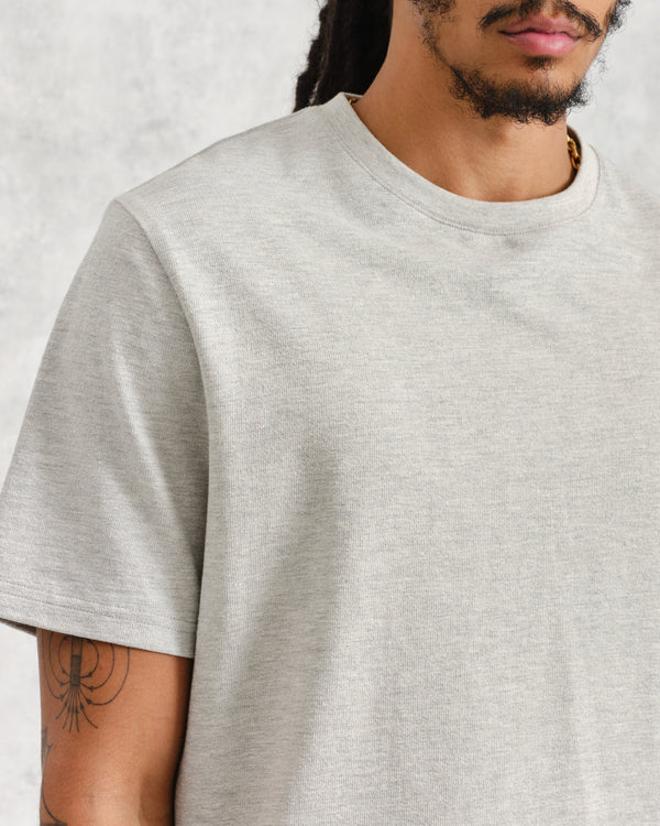 wax london men's Dean - Grey Marl Textured Organic Cotton T-Shirt