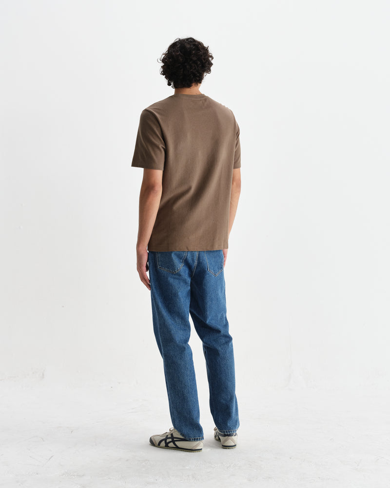 wax london men's Dean - Khaki Brown Textured Organic Cotton T-Shirt