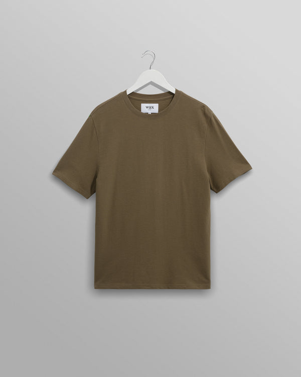 wax london men's Dean - Khaki Brown Textured Organic Cotton T-Shirt