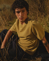 wax london men's Dean - Lime Khaki Textured Organic Cotton T-Shirt