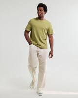 wax london men's Dean - Lime Khaki Textured Organic Cotton T-Shirt