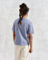 wax london Dean - Mid-Blue Textured Organic Cotton T-Shirt