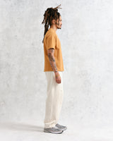 wax london Dean - Mustard Textured Organic Cotton T-Shirt