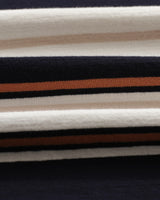 wax london Dean - Navy And Ecru Stripe Textured Organic Cotton T-Shirt
