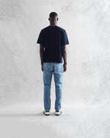 wax london Dean - Navy Textured Organic Cotton T-Shirt