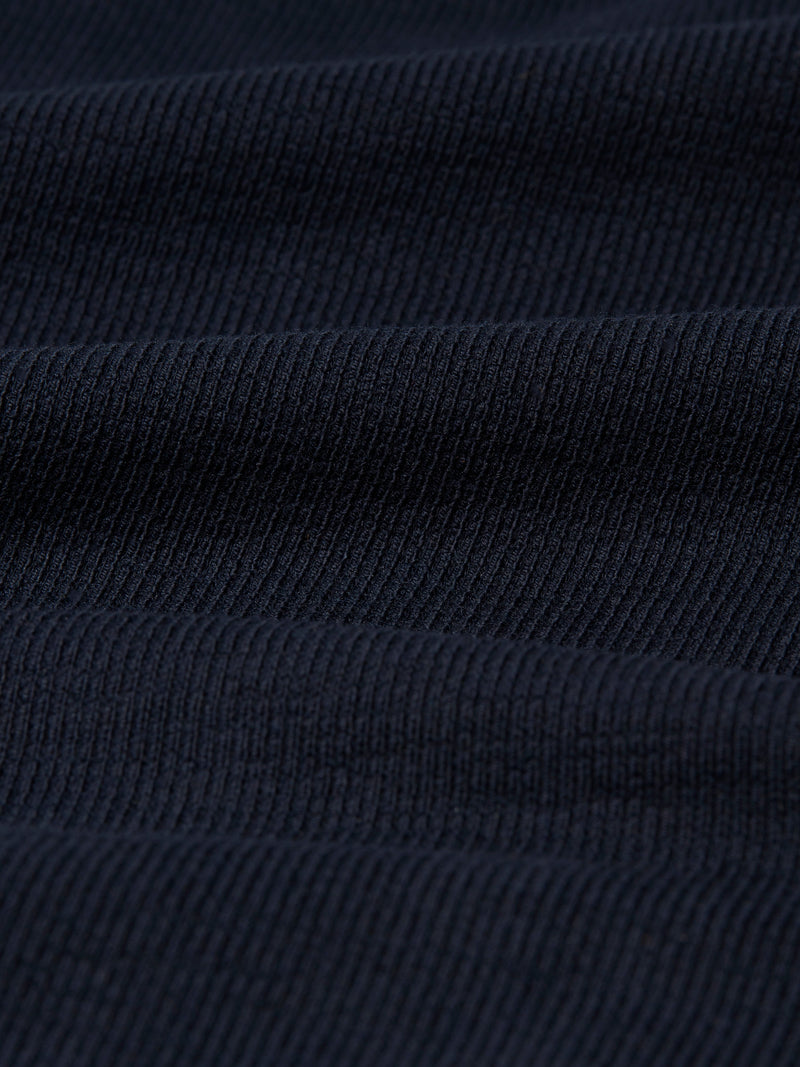 wax london Dean - Navy Textured Organic Cotton T-Shirt