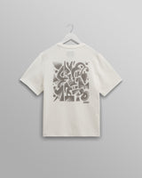 wax london men's Dean - Off-White And Charcoal 90s Doodle Graphic Cotton T-Shirt