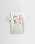Dean - Off White And Multicolour Sailing Map Print T-Shirt