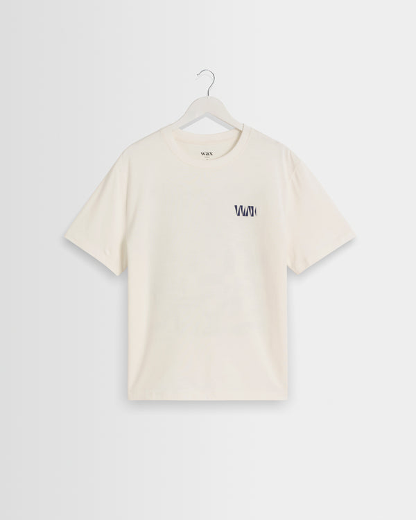 wax london men's Dean - Off White Geometric Repeat T-Shirt