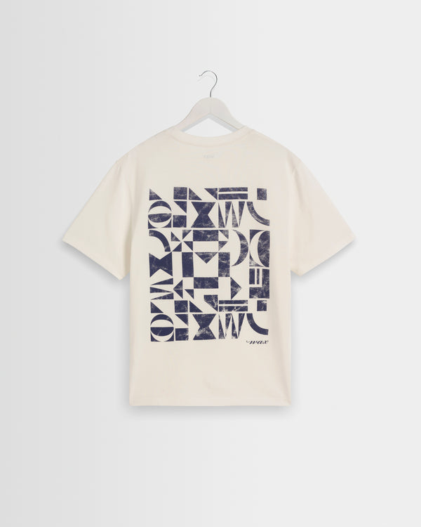 wax london men's Dean - Off White Geometric Repeat T-Shirt