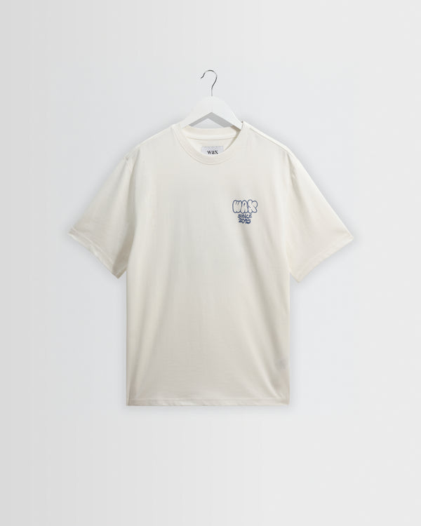 wax london men's Dean - Off White Grid Sketch Graphic T-Shirt