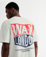 wax london men's Dean - Off White Painted Badge T-Shirt