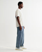 wax london men's Dean - Off White Painted Badge T-Shirt