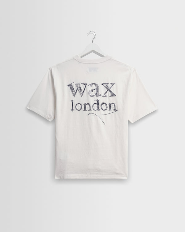 wax london men's Dean - Off White Scribble Text T-Shirt