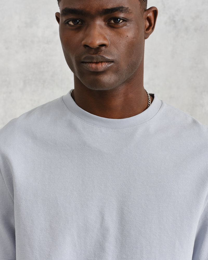 wax london Dean - Pale Blue Textured Organic Cotton T-Shirt