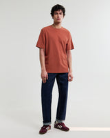 wax london men's Dean - Rust Textured Organic Cotton T-Shirt