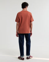 wax london men's Dean - Rust Textured Organic Cotton T-Shirt