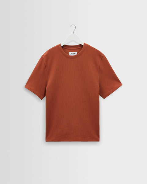 Dean - Rust Textured Organic Cotton T-Shirt