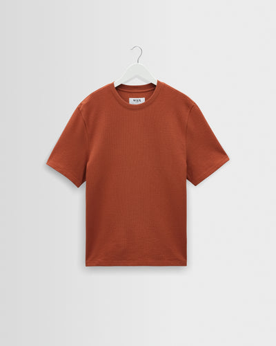 Dean - Rust Textured Organic Cotton T-Shirt
