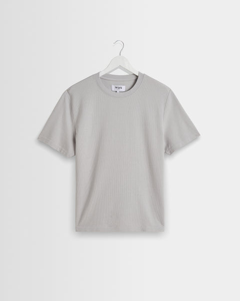 Dean - Soft Grey Textured Organic Cotton T-Shirt