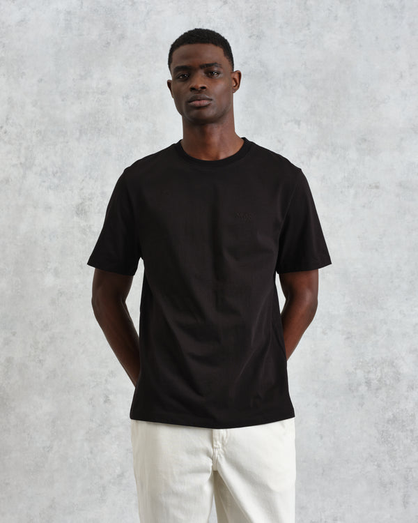 men's wax london DEAN SS TEE COTTON JERSEY BLACK EMB LOGO