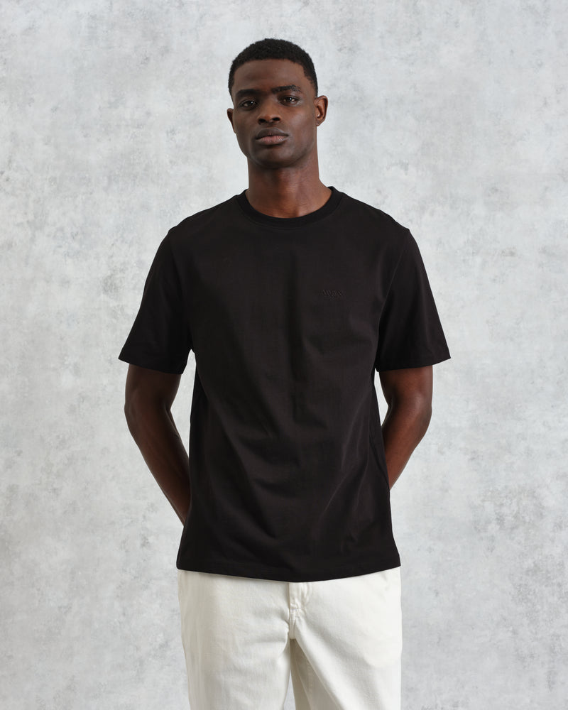 men's wax london DEAN SS TEE COTTON JERSEY BLACK EMB LOGO