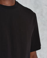 men's wax london DEAN SS TEE COTTON JERSEY BLACK EMB LOGO