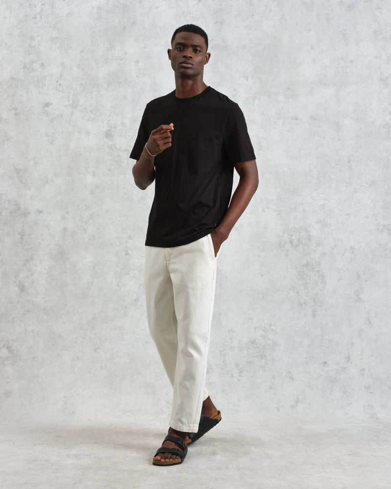 men's wax london DEAN SS TEE COTTON JERSEY BLACK EMB LOGO