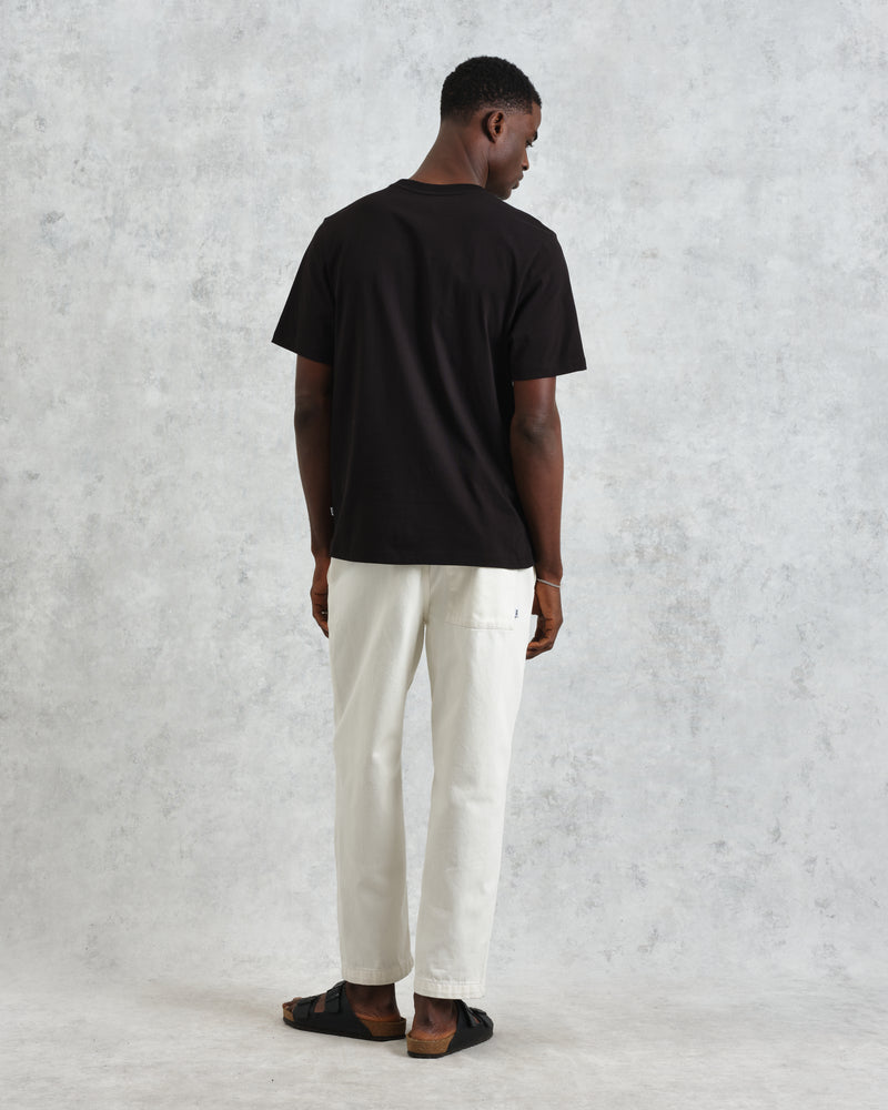men's wax london DEAN SS TEE COTTON JERSEY BLACK EMB LOGO