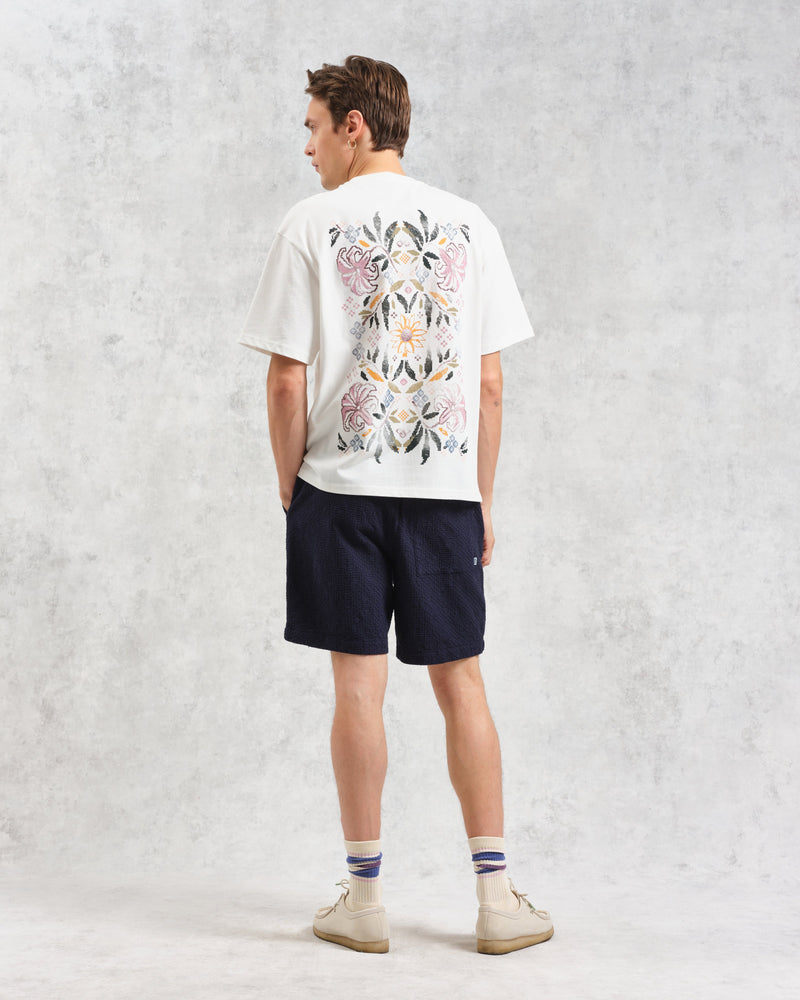 wax london Dean T-Shirt Ecru Botanic Graphic Print