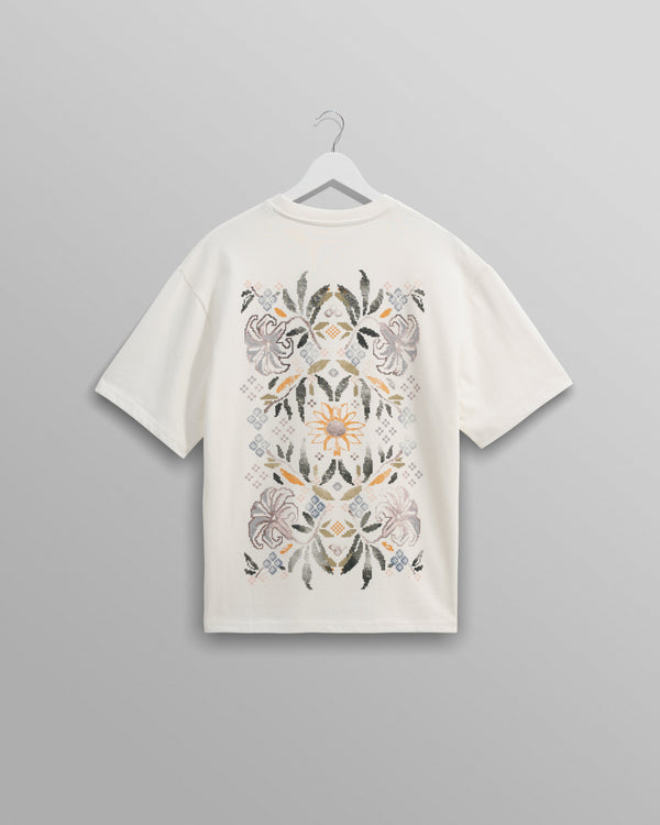 wax london Dean T-Shirt Ecru Botanic Graphic Print