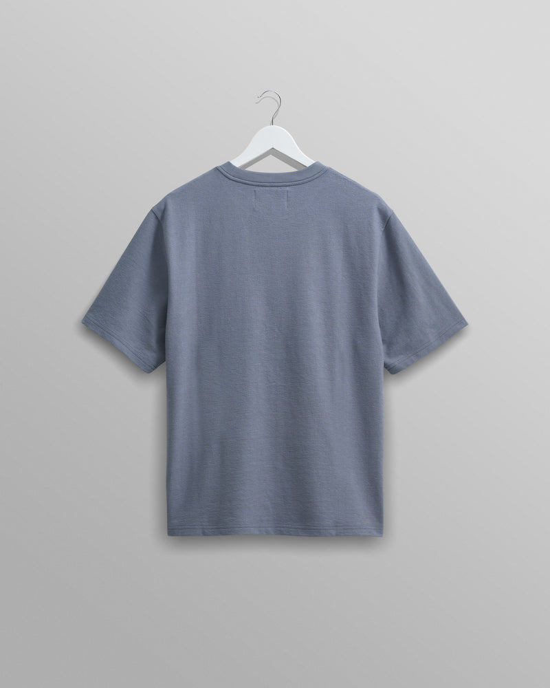 wax london Dean T-Shirt Textured Blue With Pocket