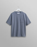 wax london Dean T-Shirt Textured Blue With Pocket