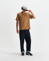 wax london men's Dean - Tan Textured Organic Cotton T-Shirt