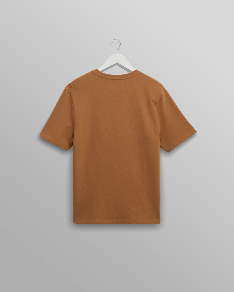 wax london men's Dean - Tan Textured Organic Cotton T-Shirt