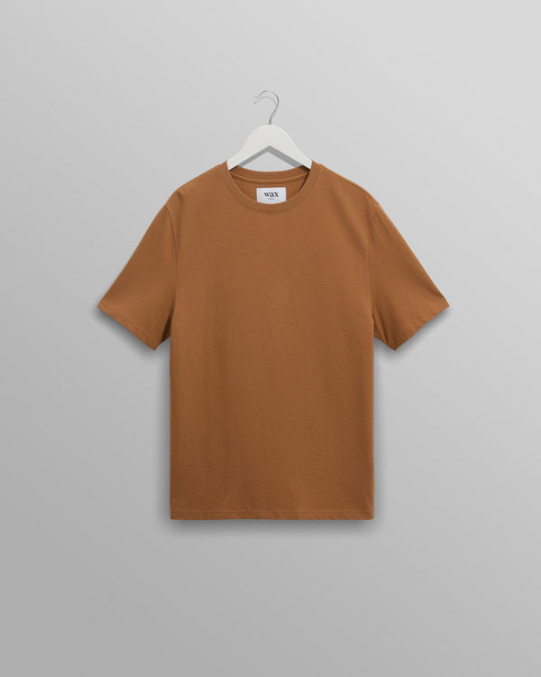 wax london men's Dean - Tan Textured Organic Cotton T-Shirt
