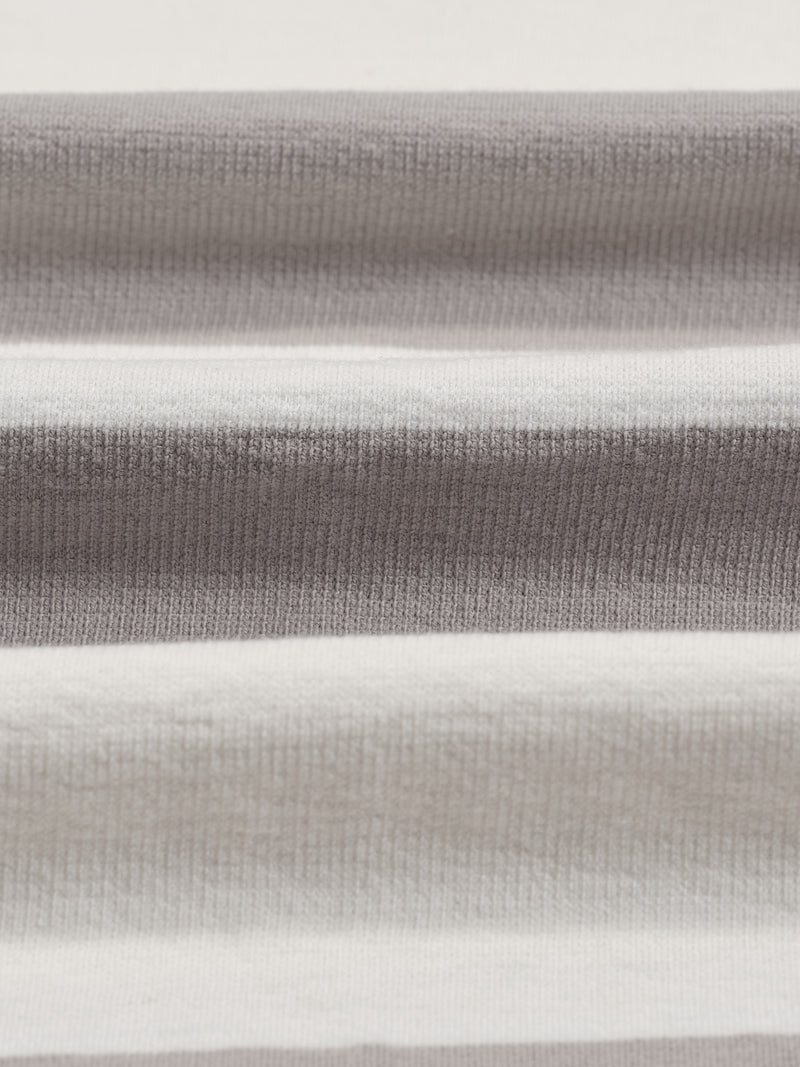 wax london Dean - Taupe Grey And Ecru Stripe Textured Organic Cotton T-Shirt