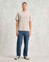 wax london Dean - Taupe Grey Textured Organic Cotton T-Shirt