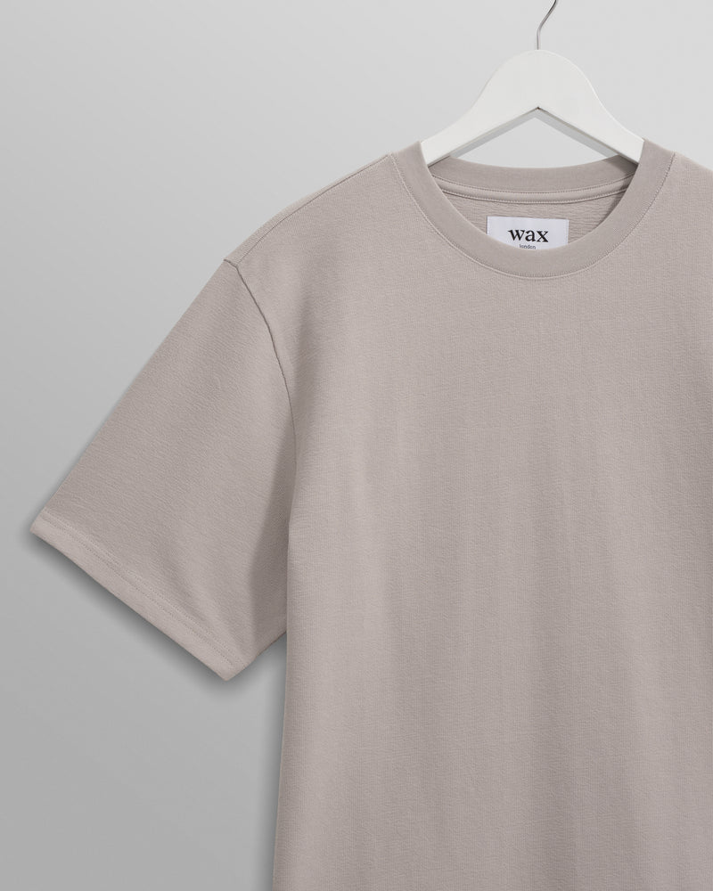 wax london Dean - Taupe Grey Textured Organic Cotton T-Shirt